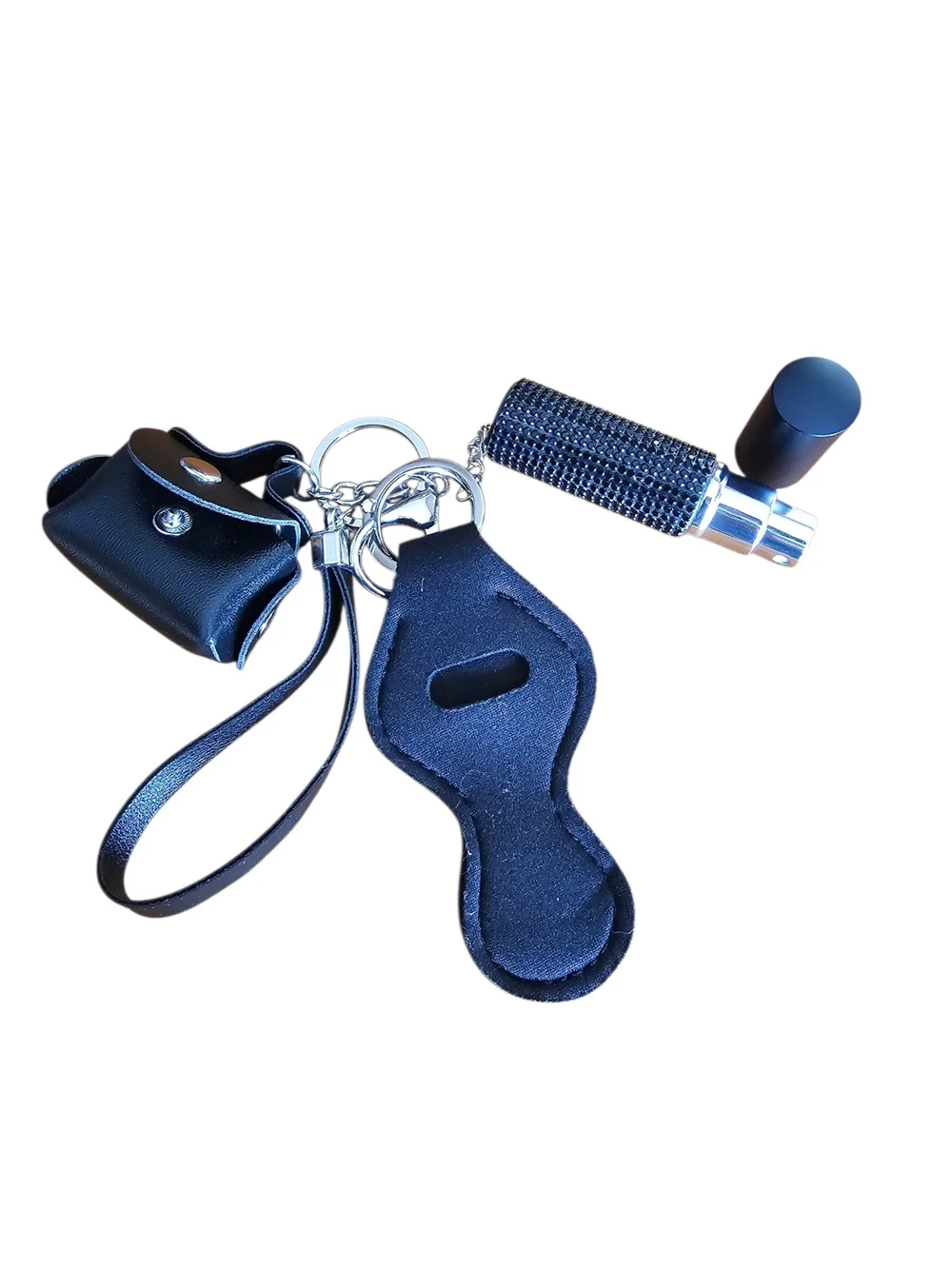 New. Women's Black Key Chain & Refillable Perfume Bottle